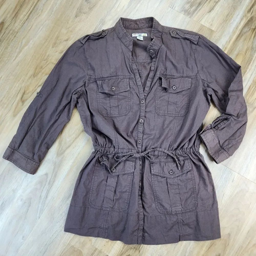 🔹️Caribbean Joe Brown Lightweight Top/Utility Jacket Medium